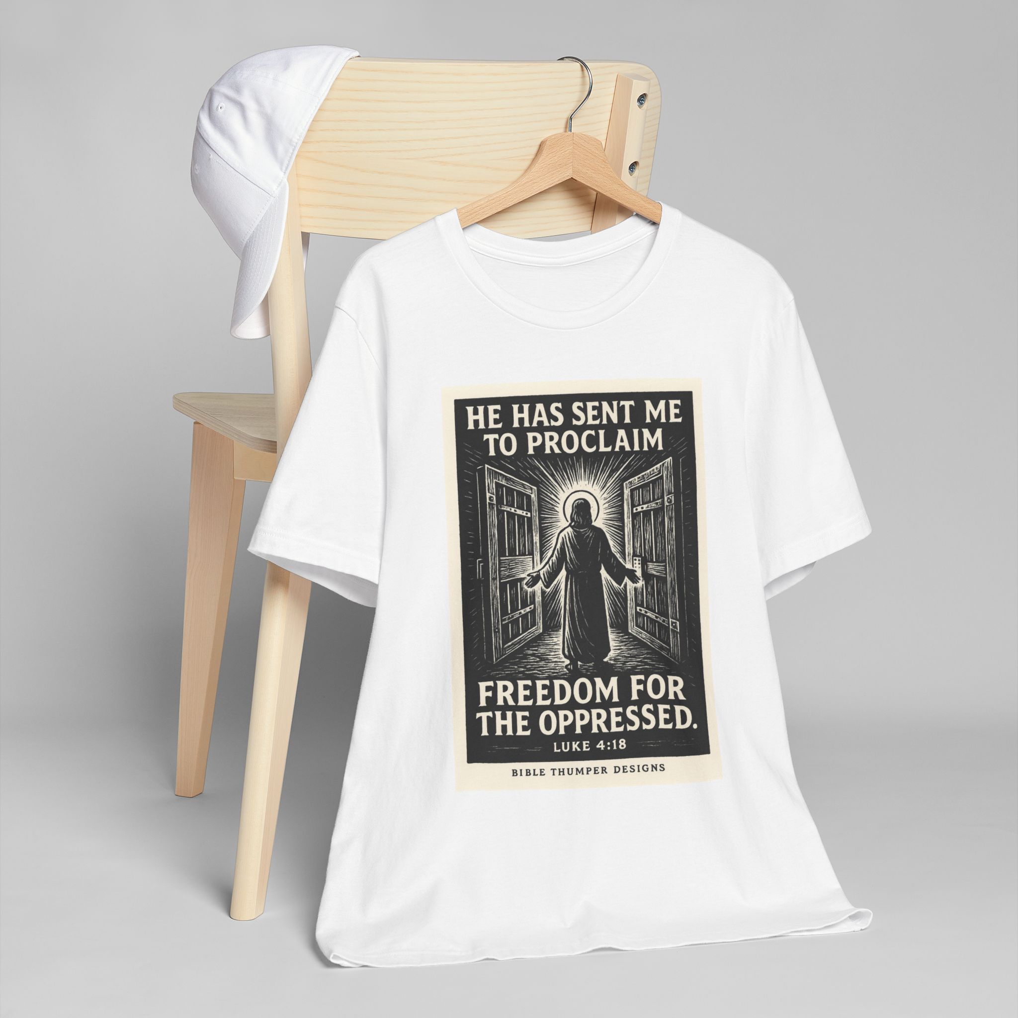 christian freedom t‑shirt — "he has sent me to proclaim freedom for the oppressed" christian freedom t‑shirt — "he has sent me to proclaim freedom for the oppressed"