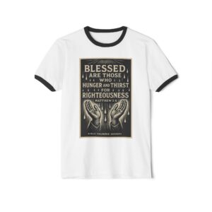 blessed are those ringer t shirt — matthew 5:6 christian faith tee