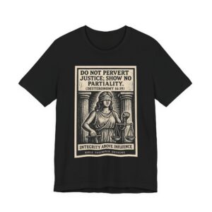 justice quote t shirt — "do not pervert justice; show no partiality" vintage biblical design